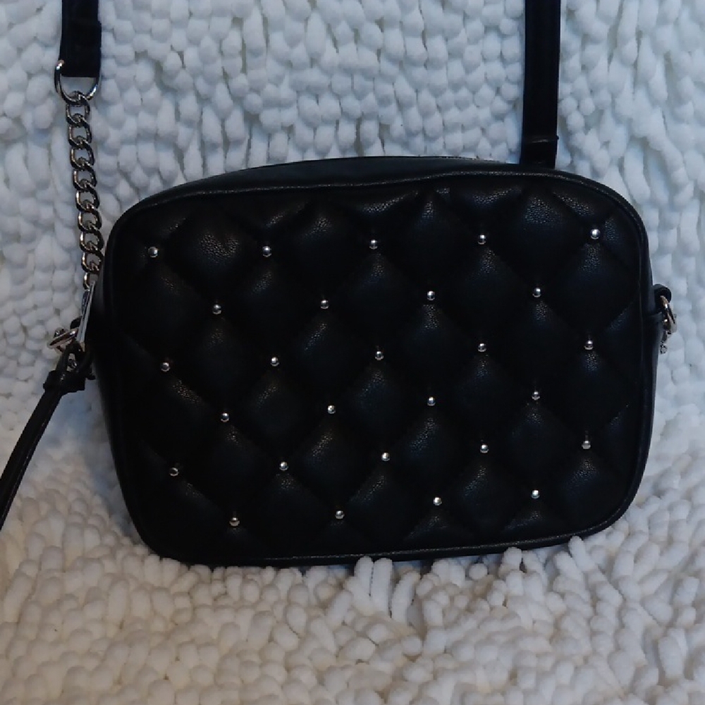 Rebecca Minkoff Black and Silver Quilted Crossbody Bag